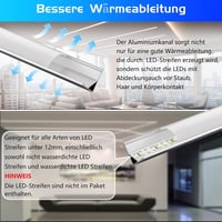 Efishine 40db V-alakú LED Alumínium Profil Szett 1m - Tejfehér Burkolattal, Végzárókkal és Rögzítőkkel - Egyszerű Telepítésű LED Szalag Csat 3