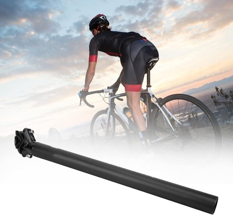 Állítható alumínium MTB nyeregcső 31,6x400mm - Fekete, rugós