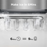 Silonn Jégkockakészítő Gép - 9 Kocka 6 Perc Alatt, 12kg/24 Óra, Öntisztító Funkció, 2 Méretű Jégkocka, Rozsdamentes Acél, Konyhai-Irodai Has 3