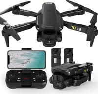 Toladrone TD12 Mini Drón 90° Állítható Kamerával - Összecsukható FPV Quadcopter Optikai Pozicionálással, Kezdőknek és Haladóknak, 2 Akkumulá 1