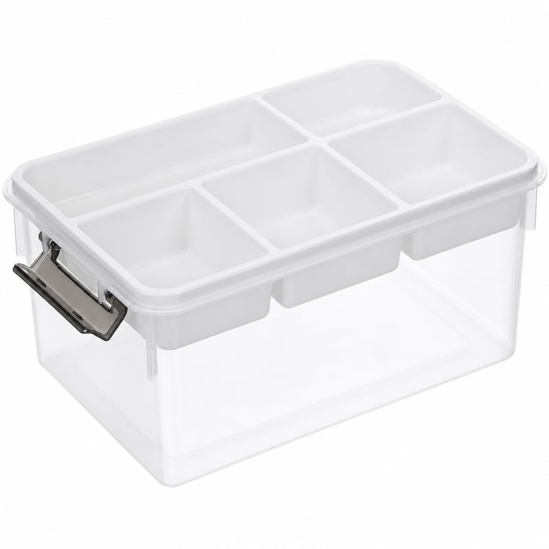 Cutie de depozitare din plastic Kerhouze 16L cu tavă detașabilă, pentru piese Lego, unelte, articole de artizanat — fără capac (stare: vezi a 2-a imagine)