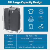 KINGSLONG 40L Kézipoggyász Hátizsák 19" Laptophoz - Bővíthető Vízlepergető Utazótáska USB Töltőporttal és 20L Vákuumtasakkal - Black - 46l - Pump Not Included 8