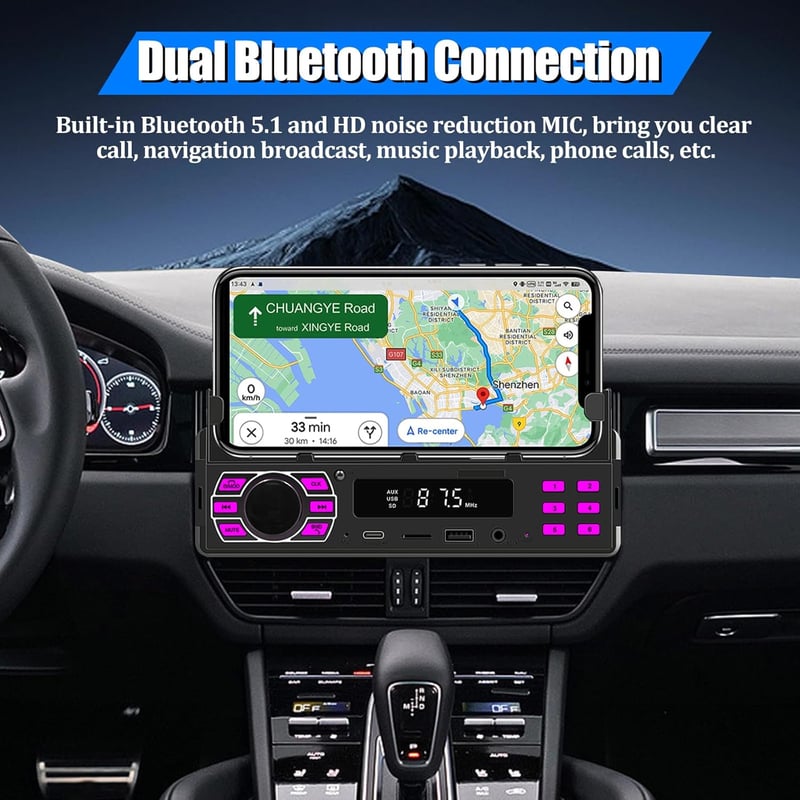 Bluetooth-os 1 DIN autórádió - MP3, USB, FM, telefontartóval és távirányítóval