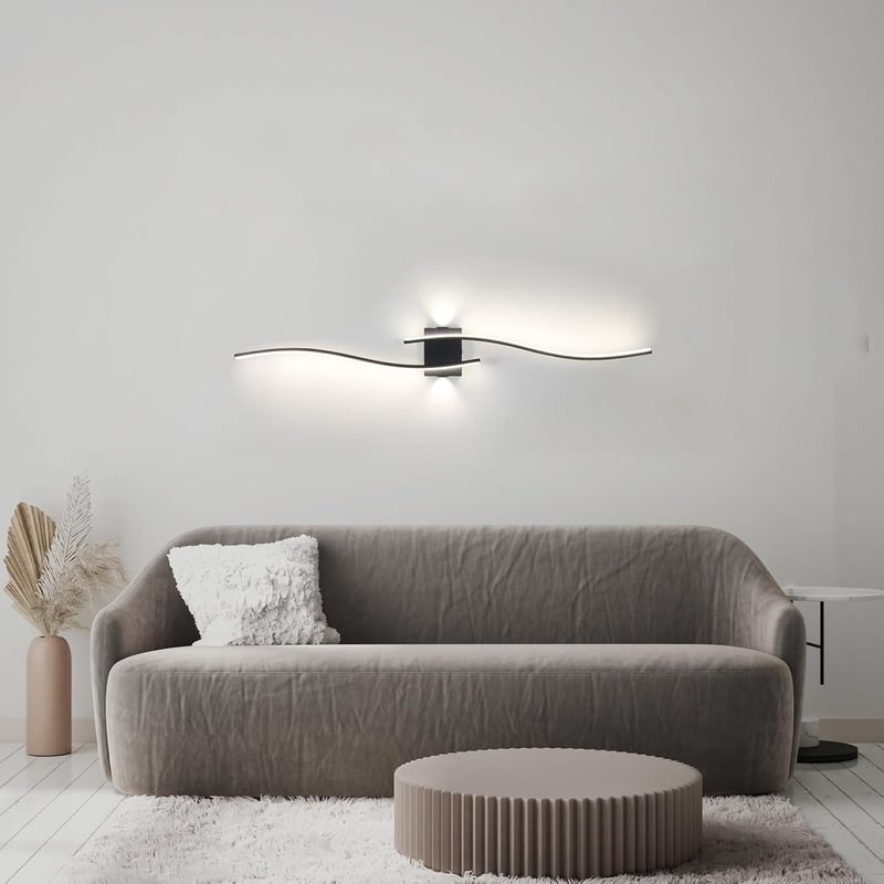 minifair 100 cm Fekete LED Fali Lámpa - Szabályozható Fényerejű Modern Akril Világítás Kiegészítő Fényforrással Nappaliba, Folyosóra, Lépcső