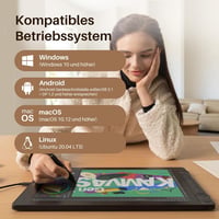 HUION Kamvas 16 Gen 3 Grafikus Rajztábla 15,8" 2.5K QHD Kijelzővel, Tükröződésmentes Üveggel, 99% sRGB, PenTech 4.0, 16384 Nyomásérzékenység 8