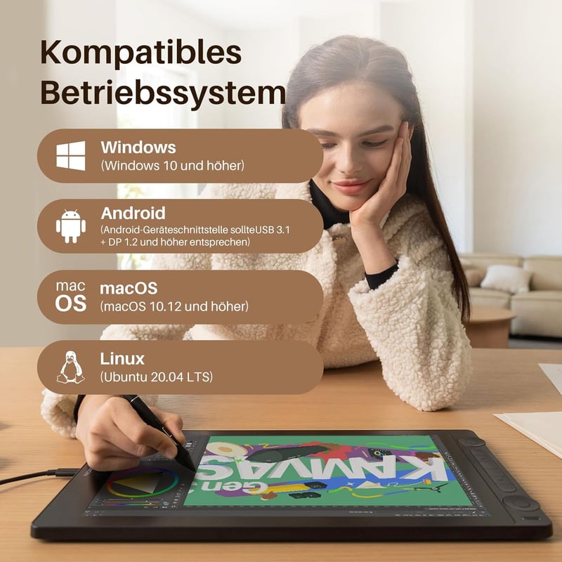 HUION Kamvas 16 Gen 3 Grafikus Rajztábla 15,8" 2.5K QHD Kijelzővel, Tükröződésmentes Üveggel, 99% sRGB, PenTech 4.0, 16384 Nyomásérzékenység