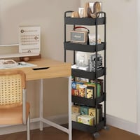 MaxEarn 5 szintes konyhai görgős állvány, 132 cm, fekete, sokoldalú tárolórendszer konyhába, irodába 7
