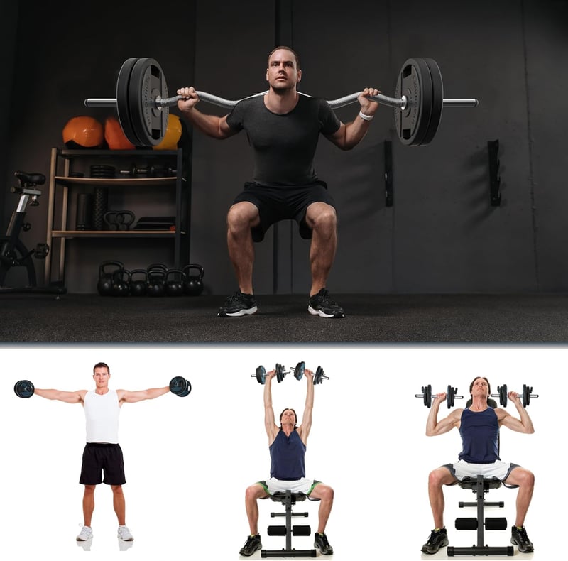 WINNOW Curl Bar Súlyzókészlet - 1" Súlytárcsákhoz Kompatibilis Edzőrúd Szett Bicepsz, Tricepsz Edzéshez, Guggoláshoz és Csípőemeléshez