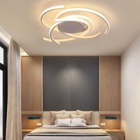minifair Modern LED Mennyezeti Lámpa Távirányítóval - Spirál Virág Dizájn, Fehér, Fényerőszabályozható, Konyhasziget és Étkezőasztal Világít 2