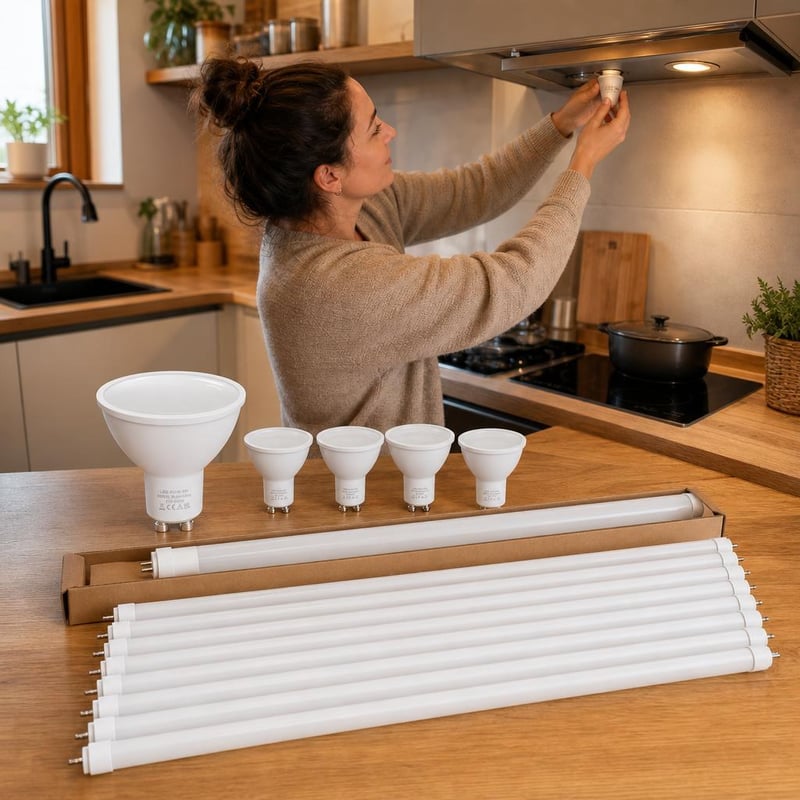 Paket za osvjetljenje kuhinje: 5x GU10 LED žarulja + 10x 120 cm LED cijev