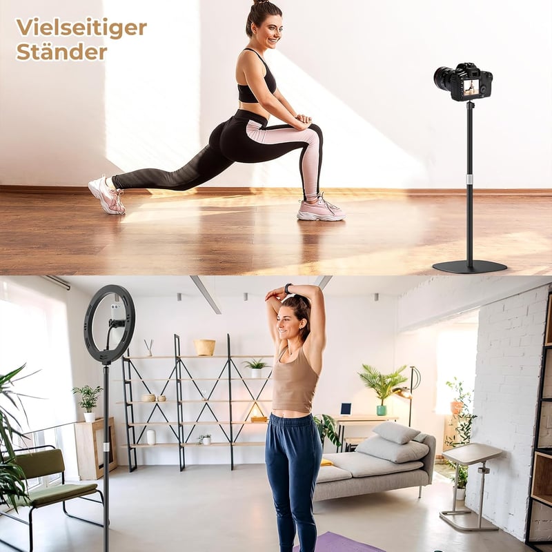 POLESTO Fém Projektor Állvány 50-125 cm, 360° Forgatható Nehéz Fém Talp, 5 kg Teherbírás, Kompatibilis Projektorokkal, Kamerákkal és Mobilte