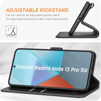 Xiaomi Redmi Note 13 Pro 5G/Poco X6 5G Prémium Bőr Flip Tok - Fekete, Kártyatartóval 5