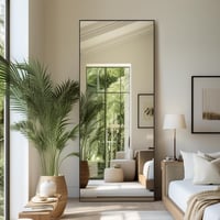 LunaMirror Teljes Alakos Tükör 180x76 cm - Álló Padlótükör Hálószobába, Nappaliba - Fekete Fali Tükör Alumínium Kerettel 5