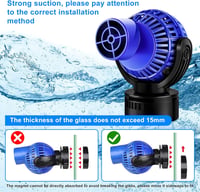 Yaobluesea IPX8 Akváriumi Áramoltató Szivattyú 4000L/h - 360° Forgatható Hullámkeltő Pumpa Édesvízi és Tengeri Akváriumokhoz, 6W, Fekete 6