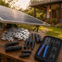 Solarni set za montažu: IP68 konektori + MC4 T-razdjelnik + 50x uzemljivač + 9-dijelni set kliješta 1