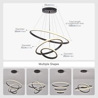 BRIMETI Függőlámpa Étkezőasztalhoz - 50 cm Állítható Magasságú 3 Izzós 45W LED Mennyezeti Lámpa Távirányítóval, Fényerőszabályzós, Nappali,  4