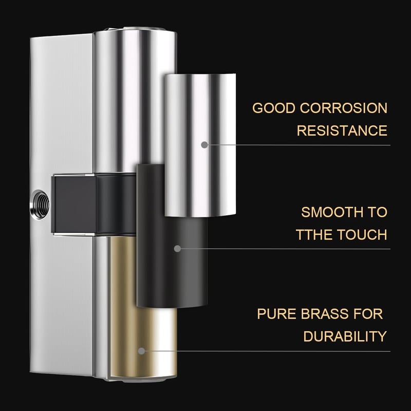 Bwintech 80 mm-es Euro réz zárbetét 5 sárgaréz kulccsal - Fúrásbiztos, törhetetlen, zárfésű-védett biztonsági hengerzár UPVC és fa ajtókhoz