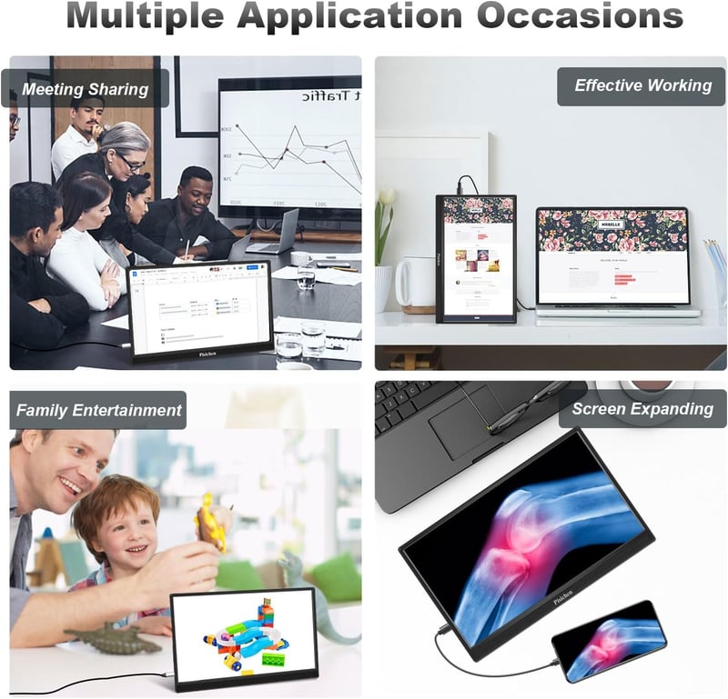 Pisichen 15,6" FHD érintőképernyős hordozható monitor HDMI/USB-C - PC, telefon, konzol