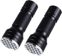 CAM2 Mini UV Fekete Fény Zseblámpa 2db, 21 LED-es Ultraibolya Lámpa 395nm, Kisállat Vizelet Detektor, Geocaching, Pénzvizsgáló (Elem Nélkül) 7