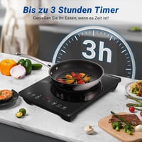 AMZCHEF Egyzónás Indukciós Főzőlap 3500W - Dupla Körös, 9 Fokozatú, Fekete Üvegkerámia, Időzítővel és Túlmelegedés Elleni Védelemmel 6