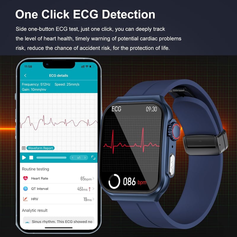 Marsyu 2024 EKG-s okosóra telefonálással, vérnyomásméréssel, kék