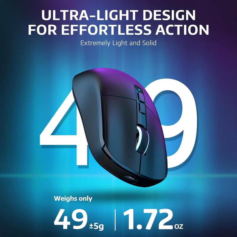 VGN GAMEPOWER Attack Shark X6 Vezeték Nélküli Gamer Egér, 49g Ultrakönnyű, RGB Töltőállomás, 26000DPI, PixArt PAW3395, 3 Csatlakozási Mód, 2