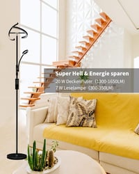 STEO Fekete Állólámpa LED 20W Távirányítóval - Dimmelhető Padlólámpa 7W Olvasólámpával, 3 Színhőmérséklet, 1500LM, Nappali, Hálószoba, Iroda 5