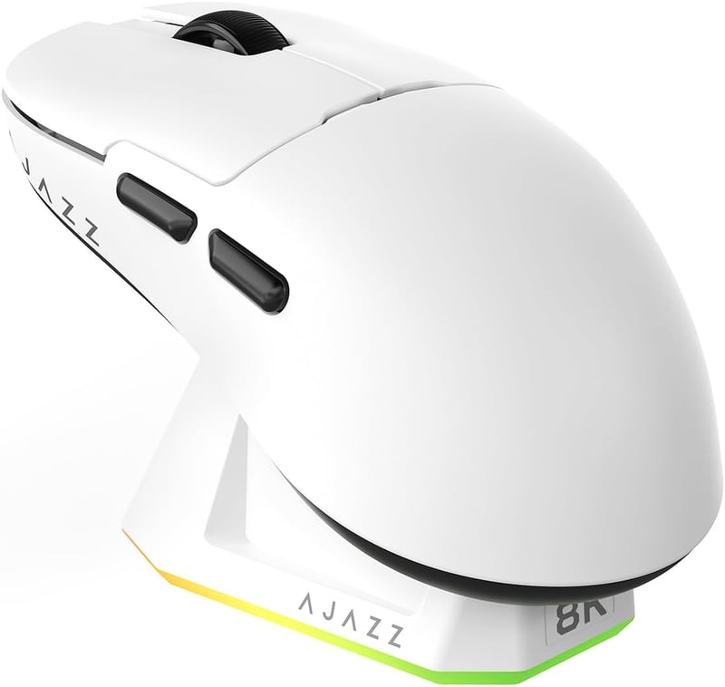 AJAZZ AJ159PRO Gaming Egér PAW3395 Szenzorral, Mágneses Töltővel, Vezeték Nélküli, Ergonomikus, 26K DPI, 8K Válaszidő, 400 mAh Akkumulátor, 