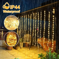 Bigzom LED Fényfüggöny 2x1m - 100 Meleg Fehér LED, USB Csatlakozás, IP65 Vízálló, 10 Akasztóval - Hálószobába, Partikra, Dekorációhoz 5