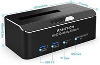 RSHTECH Alumínium USB 3.0 HDD/SSD Dokkoló 2.5" és 3.5" SATA Meghajtókhoz, SD/TF Kártyaolvasóval, 16TB-ig 7