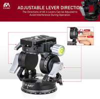 EVUMO Dupla Panoráma Állványfej - 360° Forgó Videófej Kamerákhoz, 8 kg Teherbírás, Arca-Swiss Kompatibilis, DSLR, Okostelefon, Alumínium, 52 8