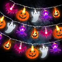 CHMMY Halloween LED Fényfüzér 20 LED-del - Tök, Szellem, Denevér Díszekkel - 2 Világítási Mód, Vízálló, Beltéri-Kültéri Dekoráció 1