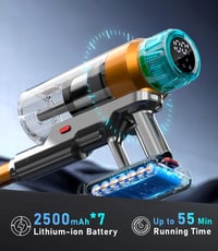EUARY 55000Pa Vezeték Nélküli Porszívó 600W - 55 Perces Üzemidő, Fali Töltőállomás, Okos Kijelző, Hajcsomósodás-gátló Kefe Szőnyeghez, Kemén 3