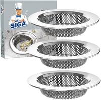 MR.SIGA Rozsdamentes Acél Mosogató Szűrő Készlet - 4,4" Külső Átmérő, 3 Darabos Konyhai Lefolyószűrő Szett, Polírozott Ezüst 1