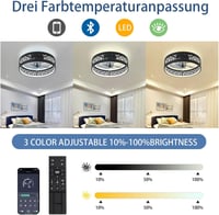 MiiR Modern Mennyezeti Ventilátor LED Világítással - 60W Távirányítós Csendes Lámpa, 6 Sebességgel, Fényerőszabályzós, Nappali és Hálószoba, 2