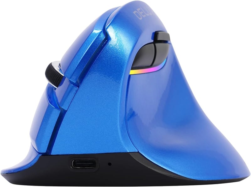 DeLUX M618MINI ergonomikus, vezeték nélküli, kék mini egér - RGB, 4000 DPI, csendes kattintás, karpális alagút szindrómára