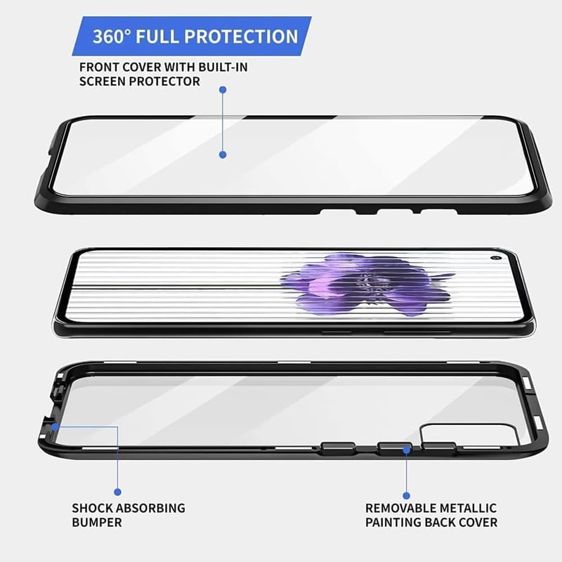Nothing Phone 2 Mágneses Tok - 360°-os Védelem, Zöld Alumínium Keret