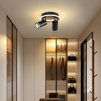 SANSHI Kerek Mennyezeti Spotlámpa 350° Forgatható, 15W+10W LED, Alsó Világítással, 2 GU10 Izzóval, 3000K Meleg Fehér, Modern Fekete Alumíniu 7