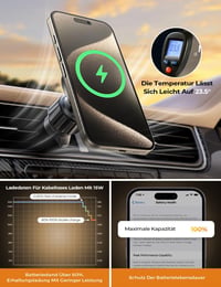 LISEN 15W MagSafe autós telefontartó és töltő iPhone 15/14, Samsung S24 készülékekhez 5