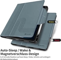 HOLIMET iPad Air 11/10,9" Tok M3/M2/6/5/4 Generációhoz, Apple Pencil Tartóval, Kék PU Bőr Védőtok, Automatikus Alvás/Ébresztés, Állítható Ál 7