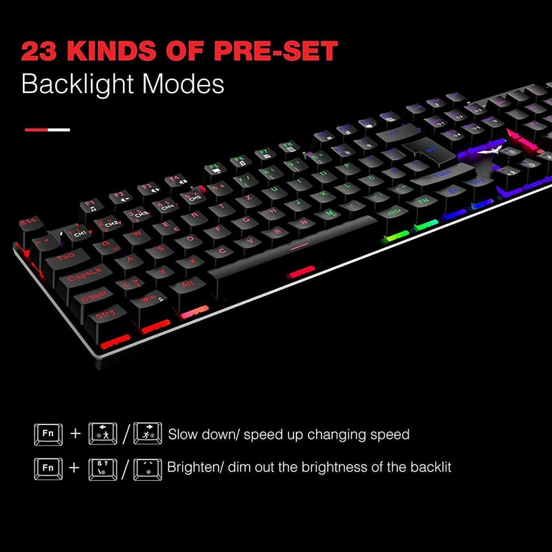 Havit mechanikus gamer billentyűzet, QWERTZ, piros kapcsolók, LED világítás