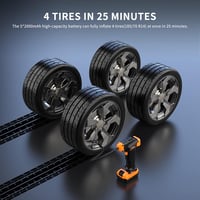 ThiEYE 20V akkus kompresszor, 150PSI, 10000mAh, autógumi fújó, LED-es 6