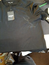 Tricou de damă cu mânecă scurtă ONLY, mărimea XL, negru, 100% bumbac, model de bază cu guler rotund, cu o pată de la transport (stare: vezi a 2-a imagine) 2