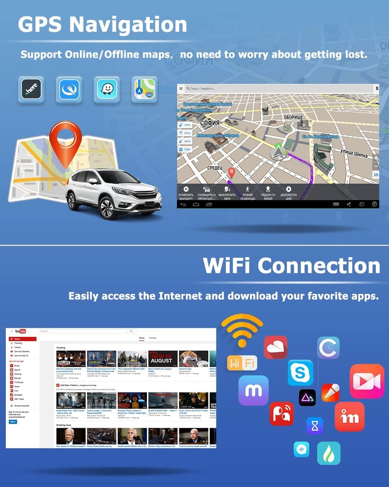Opel 7" Android autórádió GPS navigációval, CarPlay, WiFi, tolatókamera - Astra, Corsa, Vivaro