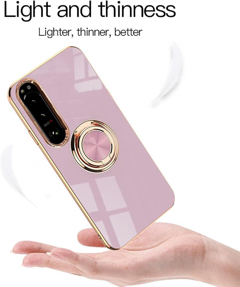 Sony Xperia 10 IV Lila Védőtok 360°-os Állvánnyal és Mágneses Autótartóval