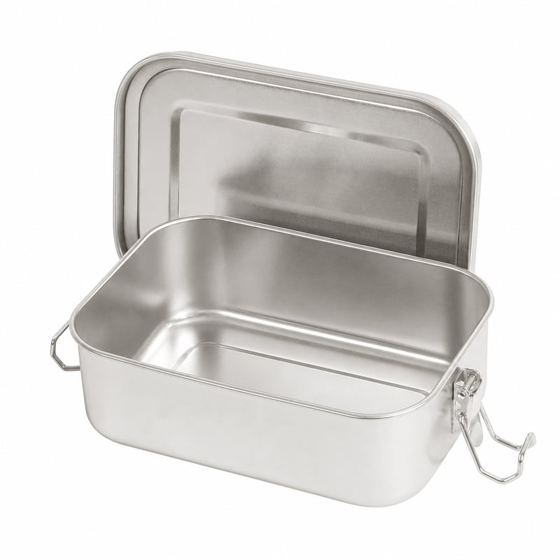 Nerezový obedár wenco s 2 priehradkami, 650 ml, 15x11,3x5 cm, strieborný, vodotesný — bez deliacej priečky (stav: pozri 2. obrázok)