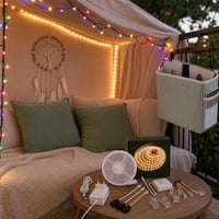 Set za kutak za opuštanje: 5m LED traka + konektor + 21m lampice + hvatač snova + košara + 2x jastučnica 1