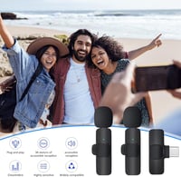 Zebbyee 2 az 1-ben vezeték nélküli csíptetős mikrofon Type-C/Android, zajszűrős, vlogokhoz, fekete 4