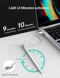 MEKO Stylus Toll Apple iPad 2018-2025 Modellekhez - Gyorstöltés, Tenyérérzékelés és Dőlésérzékenység - iPad Pro/Air/Mini Kompatibilis - White 2