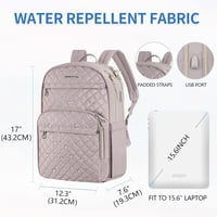 KROSER Női Laptop Hátizsák 15,6" - Vízálló, Rózsaszín Üzleti Táska 4